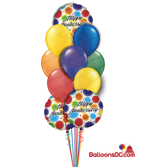 Prismatic Anniversary Balloon Bouquet(13 Balloons) - BalloonsDC