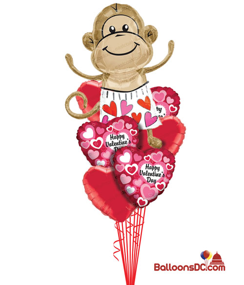 Love Chimp Valentine Balloon Bouquet