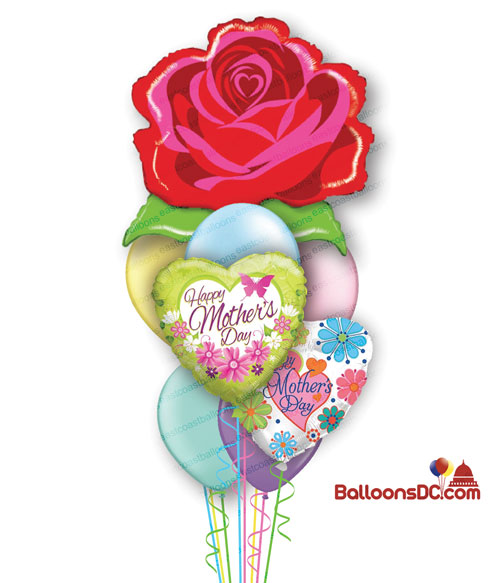 Red Rose Mother's Day Deluxe Balloon Bouquet