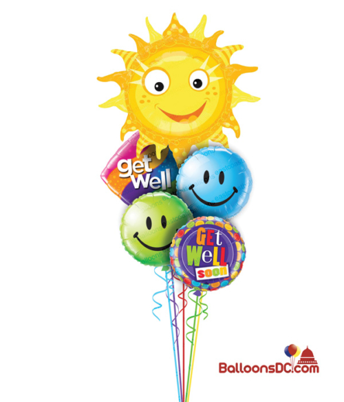 Get Well Smiles and Sunshine Balloon Bouquet