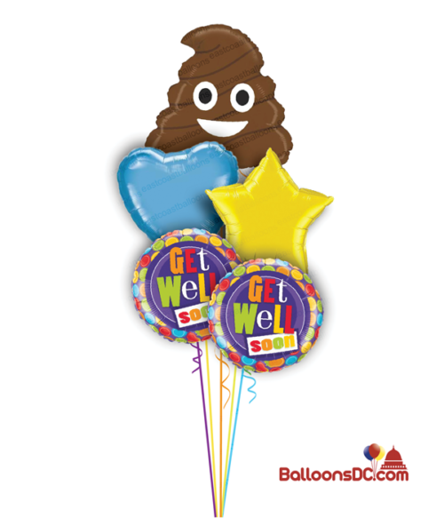 Poop Emoji Get Well Humorous Balloon Bouquet