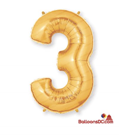 thumbnail image 2 of Large #3 Gold Megaloons 40\" Mylar Balloon 2 of 9