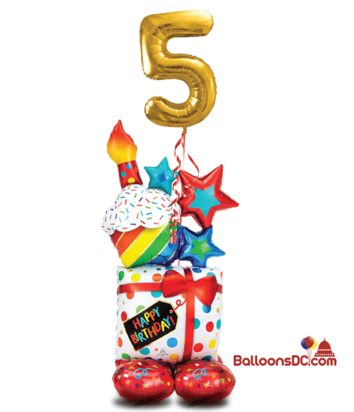 Birthday Gift Icon Airloonz with 1 number mylar balloon
